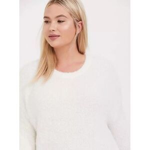 Torrid Fuzzy Knit Cropped Sweater Women's‎ 1 White Cabincore Cozycore Minimalist